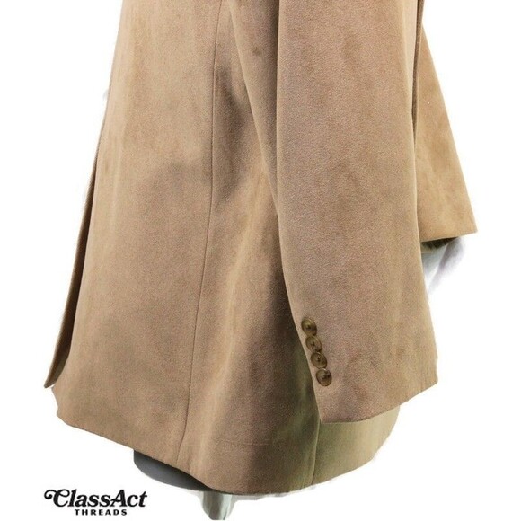 Stafford 3-Button Sport Coat Suede Blazer Jacket Mens Tan 46L - Picture 4 of 8